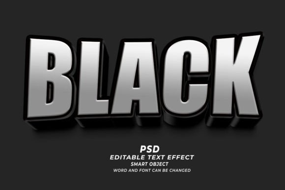 Download Black PSD 3D Editable Text Effect - Editable text effect Collection