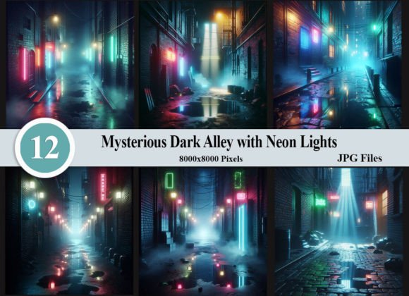 Download Mysterious Dark Alley with Neon Lights - Premium Resources