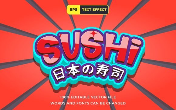 Download Editable Text Effect Sushi Japanese Food - Editable text effect Collection