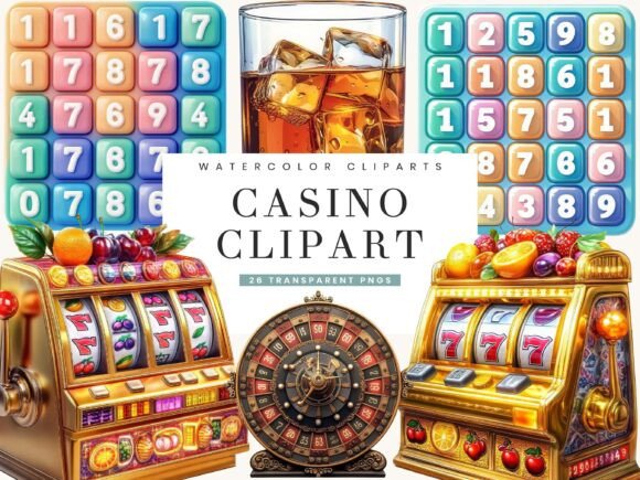 Download Watercolor Casino Clipart Bundle - Casino Collection
