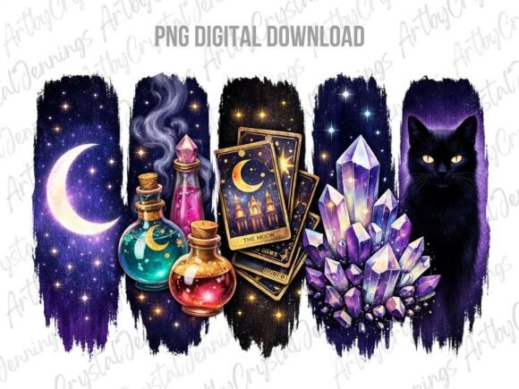 Download Black Cat Moon Witch Potions Tarot PNG - Premium Resources