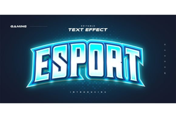 Download Blue E-sport Text Style with Neon Effect - Neon effect Collection